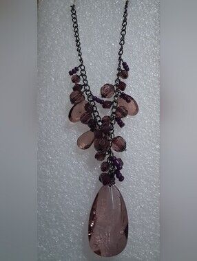 Purple Glass Bead Statement Necklace